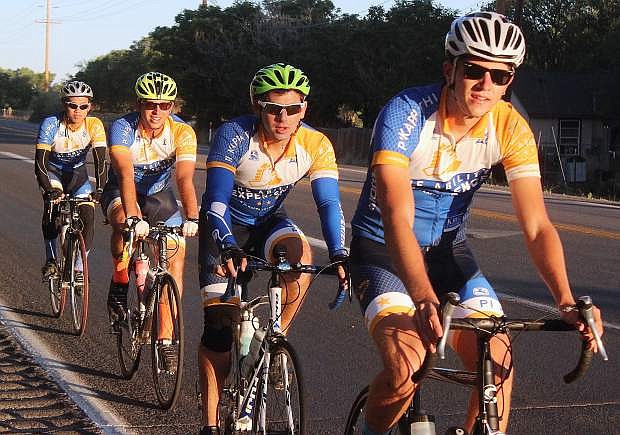 Journey of Hope bicyclists leave Fallon early Sunday morning after spending the night at the high school gym. and having dinner hosted by the Northern Nevada Human Services Association.