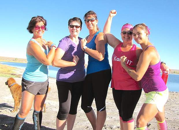 Ladies prepare to participate in the 2015 Fallon Kaia Fit Krud Krawl held recently at Soda Lake. From left  are Andrea Schell, Carol Johnson, Rhonda Stiehl, Cris Esposito and Paula Fryling.