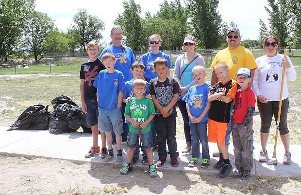 Boy Scout Troop 176 and  Den 1Pack 38 Cub Scouts participated in a Lions Coub claenup on Saturday. Front: Brayden Bitto. Middle row fromleft, Kaden Bitto, Austin Hawkins, Dax McCourtney, Austin McCourtney, Austin Thibodaux, Noah Robinson and Benjamin Erickson.