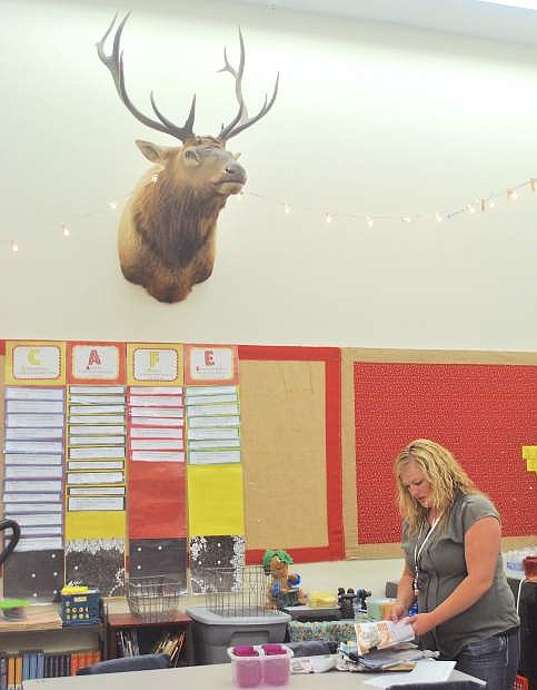 Oasis Academy elementary teacher Jenna McElhannon said students really like Elvis, an elk from Oregon.