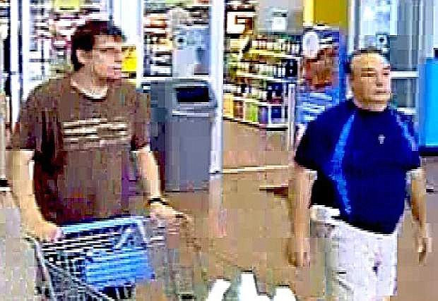 Two men are being sought in connection with the theft of items from the Gardnerville Walmart on July 19.