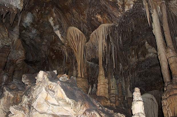 Lehman Caves at Great Basin National Park near Baker, Nevada, are filled with fascinating rock formations such as these cave shields.