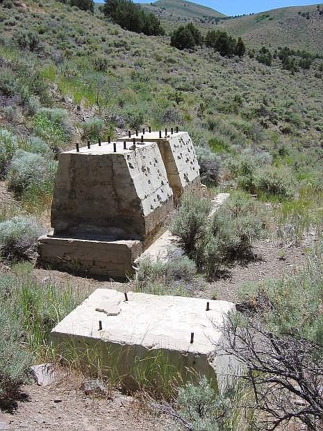 Concrete foundations, like these, are about all that remains of the old mining community of Jumbo, which once overlooked Washoe Valley.