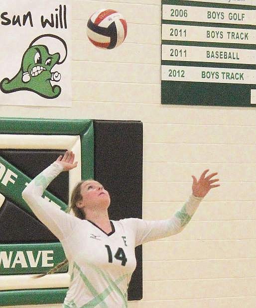 Macie Anderson had solid serving against Spring Creek.