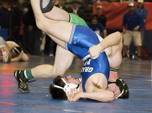 Trae Workman of Fallon pins his opponent in the semifinal round at the Sierra Nevada Classic.