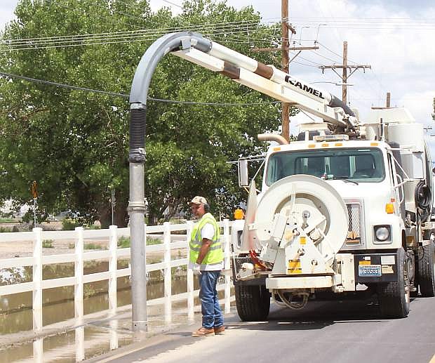 City crews pumped watr out of low-lying areas on Wednesday and Thursday because of heavy rains that pelted Churchill County.