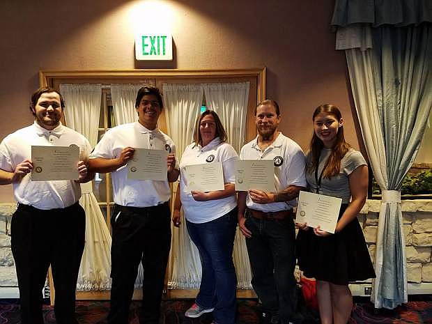Shown here, some of the 10 AmeriCorps members serving the Lyon County region: Brandon Allard, Preston Shahan, Alisha Moss, and Justin Reid. All were recently sworn in at an AmeriCorps ceremony in Carson City.