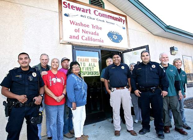 Stewart residents and Washoe Tribe representatives hold an appreciation lunch for first responders as a thank you for their handling of the October 13th Clear Creek fire that threatened the community. Colony volunteers served Indian Tacos to Police, Sheriff, SAR and Fire personnel Saturday afternoon.