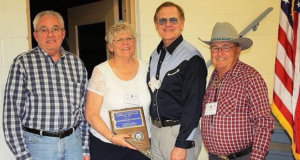 Tahoe/Douglas Elks Lodge No. 2670 received the Lodge of the Year award for 2015-2016. From the left are Mike Zellen, Grand Exalted Ruler; Mary Retterer, PER, ER, L.; Jim Grillo, PGER, Nevada State Sponsor, and Ken Catlin.