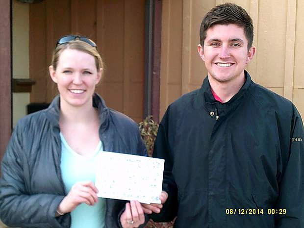 At left is Nevada Appeal 12 Days of Giving contest winner Casey Pruyt and Dayton Valley Golf Club Assistant Professional Josh Ralph. The 12 Days of Giving concludes today, to register, go to www.nevadaappeal.com.