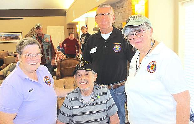 Members of the Vietnam Veterans of America chapter 989 in Reno pose with Leroy Strong, second from left, Strong, who served in Vietnam in the mid-1960s, was recently recognized for his service by the Nevada Department of Veterans Services and the VVA. From left are Dee Garner, membership chair of the VVA; Strong; Hal Wakeling, chapter 989 vice president; and Linda Dickinson, president.