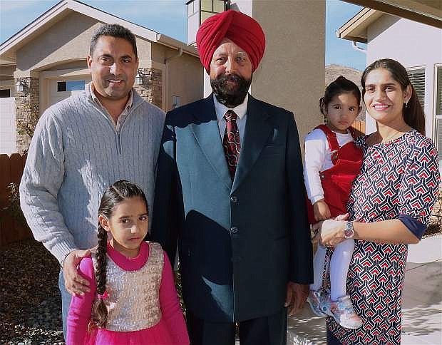 The Gill Family is one of the five Sikh families in Carson Valley. From Left, Gursharan Singh Gill, Jasmine Kaur Gill, Labh Singh Gill, Navneet Kaur Gill, and Jaspreet Kaur Gill.