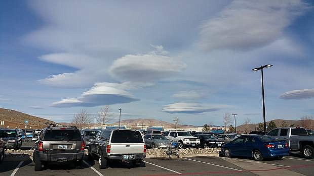 Clouds hover over the Topsy Lane shopping center. Nicole Wiencek, who submitted the photo, said the oblong clouds look like an alien invasion over the capital city.