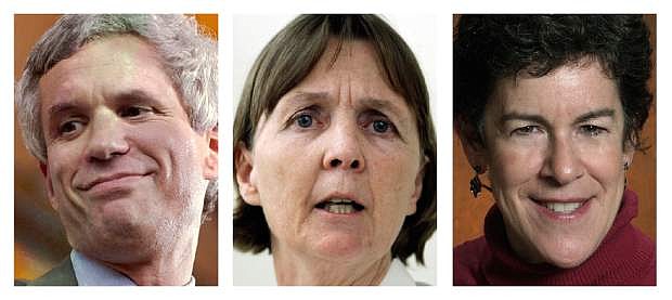 FILE - This panel of file photos shows attorneys David Bruck, left, July Clarke, center, and Miriam Conrad, right, who are the defense team for Boston Marathon bombing suspect Dzhokhar Tsarnaev. Jury selection for Tsarnaev&#039;s trial is scheduled to begin Monday, Jan. 5, 2015, in federal court in Boston. (AP Photos/File)