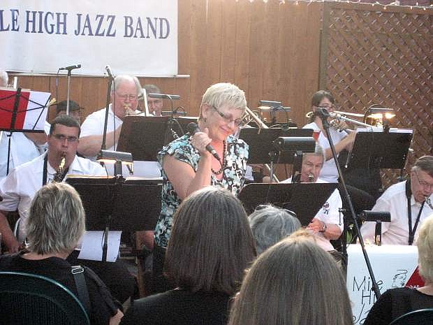Cindee LeVall sings with Mile High Jazz Band at Comma Coffee