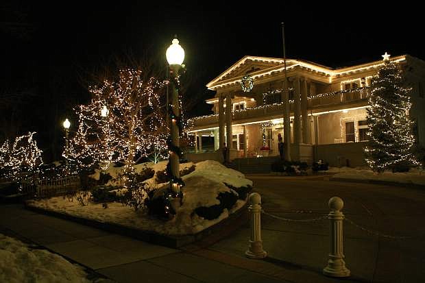 The Governor&#039;s Mansion on Mountain Street decorated for Christmas.