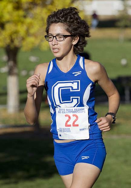 Carson&#039;s Josefina Ortiz-Osty competes in the Division 1 Girls race in the Northern Region/League Boys &amp; Girls Cross Country Championships held at Rancho San Rafael on Saturday, October 31, 2015 in Reno, Nevada.