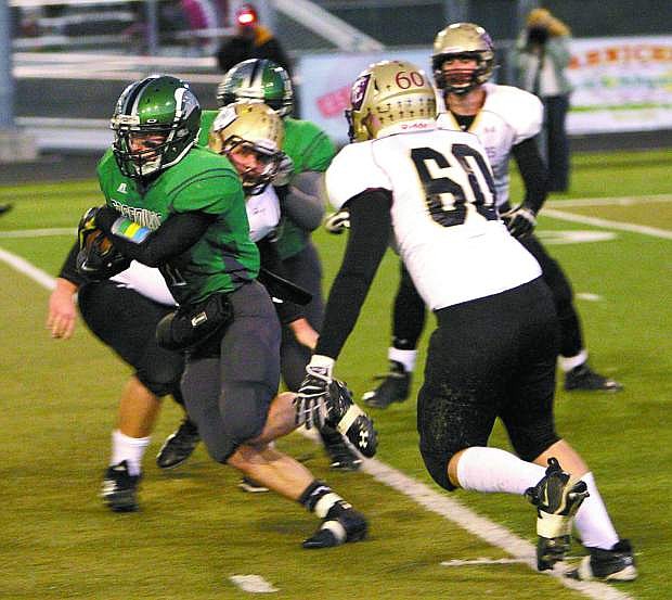 Fallon&#039;s Trent Tarner  makes some yardage for the Wave.