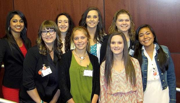 Alumni and delegates from Carson and Douglas high schools, from left: Shreya Khosla, Serena Herup, Dominique Groffman, Deelany Grant, Emma Brennecke, Taylor Vizzusi, Jodie Ostrander and Jessica Basa.