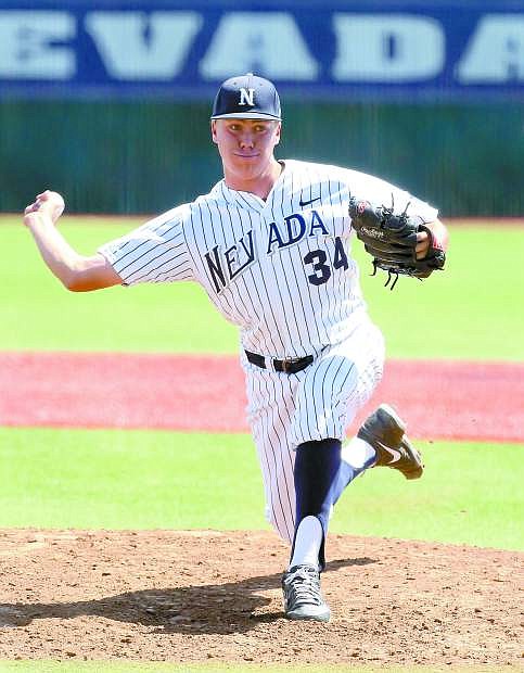 Nevada&#039;s Adam Whitt pitches during a game last year. The Carson High alum is entering his sophomore year.