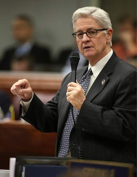 Nevada Assemblyman Erven Nelson, R-Las Vegas, speaks in support of Gov. Brian Sandoval&#039;s $1.1 billion tax plan during the Assembly floor debate at the Legislative Building on Sunday. The Assembly approved the plan 30-10 after a two-hour passionate debate.