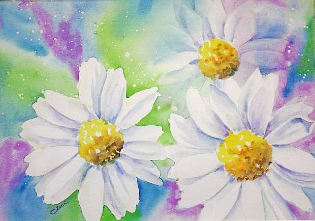 Daisy Trio, a watercolor painting by Teri Sweeney, whose directing a workshop for beginning watercolor painters on Saturday.