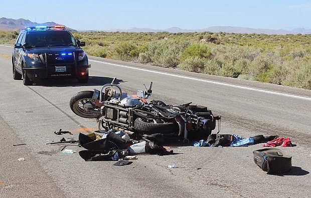 An out-of-state man was killed during the spring when his motorcycle and a pickup colllided near Grimes Point.