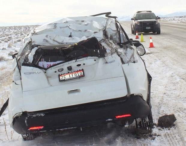 An out-of-state driver rolled his vehicle near the Churchill-Lyon County line Friday morning.