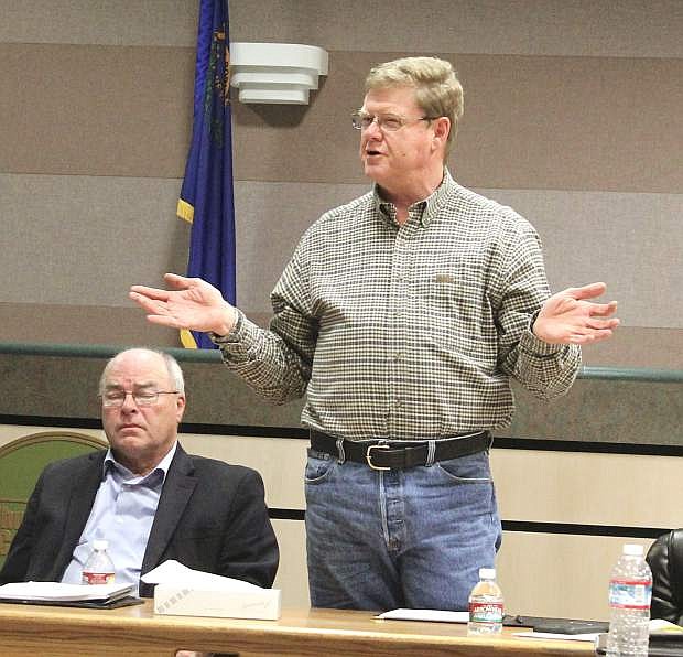 Congressman Mark Amodei addresses a Fallon crowd Wednesday to discuss his proposal to transfer federal land to the state.