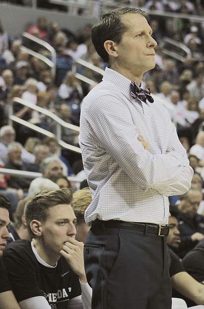 Nevada coach Eric Musselman looks on as the Wolf Pack makes a second-half run against New Mexico.