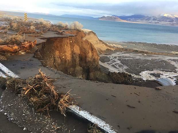 Floods closed many roads in western Nevada due to flooding including several highways to Pyramid Lake.