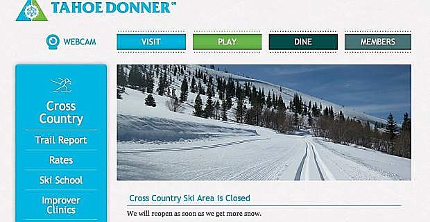A screen capture of Tahoe Donner&#039;s web site announcing its closure.
