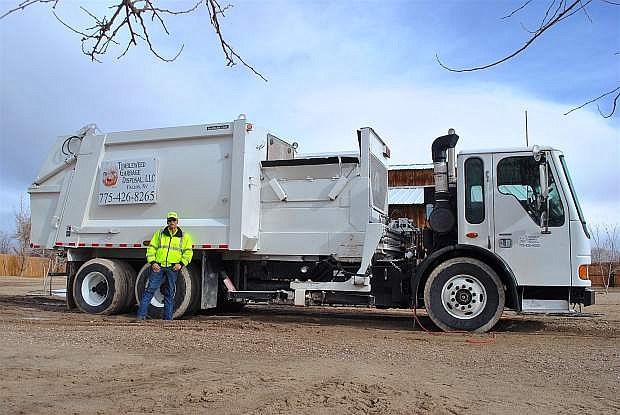 Tumbleweed Garbage Disposal owner Richard Schwall invested in a side-loading garbage truck for maximum efficiency, since only a driver is needed to operate the vehicle.