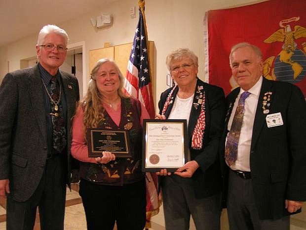 From left: Dan Wells, Past District Deputy to the Grand Exalted Ruler; Dee Dee Formaster, founder of Do Drop In; Mary Retterer, Exalted Ruler; and Jim Plamenig, Past Exalted Ruler.