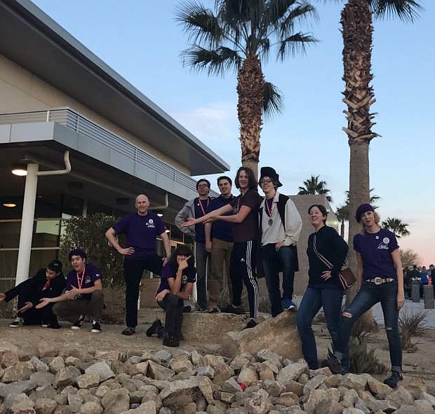 Carson High School Robotics Team &quot;Team Captain&quot; celebrates their win at the FIRST Tech Challenge Nevada State Championship Tournament in Las Vegas February.