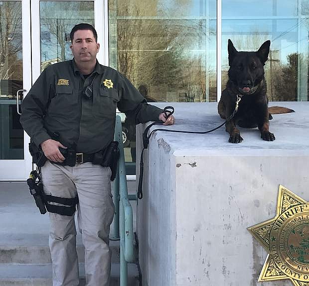 Carson City Sheriff&#039;s Office K9 deputy Jimmy Surratt and his partner, Tico