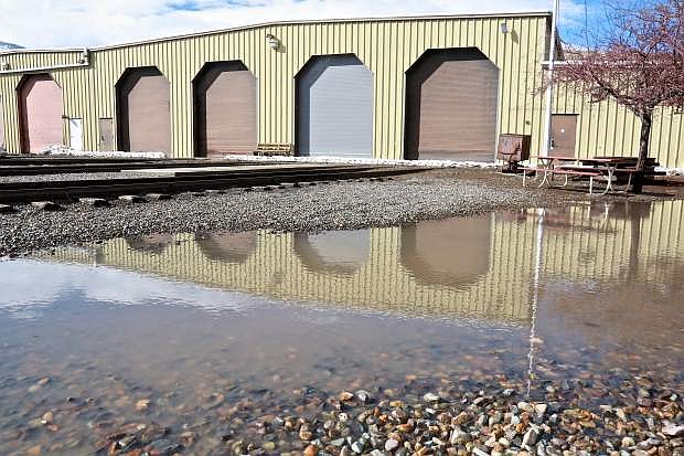 Standing water can still be seen at the railroad museum as of Friday.