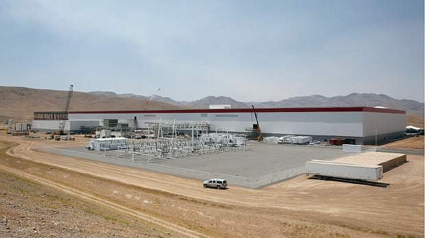 An overall view of the Tesla Gigafactory seen during a media tour July 26.
