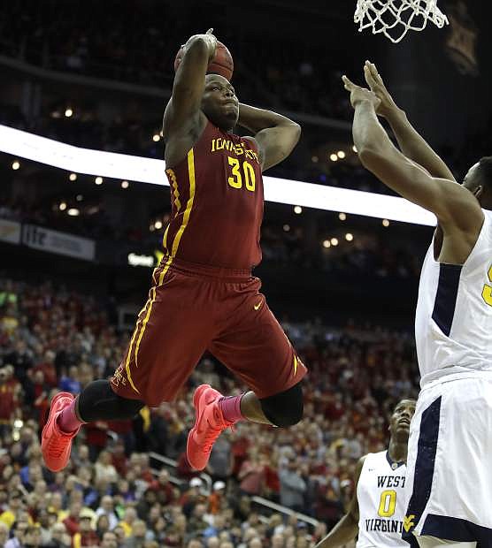 Iowa State&#039;s Deonte Burton shoots during the second half of the team&#039;s NCAA college basketball game against West Virginia for the championship of the the Big 12 tournament in Kansas City, Mo., Saturday, March 11, 2017. Iowa State won 80-74. (AP Photo/Charlie Riedel)