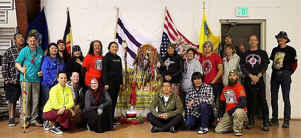 Participants of the American Indian Movement made a stop in Carson City Friday, on their way to Washington D.C. They departed from San Francisco Feb. 12.