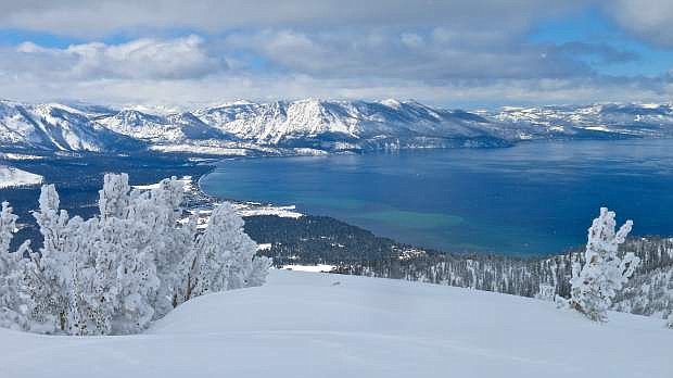 A beautiful view of Lake Tahoe from above the Tamarack chair at Heavenly Saturday.