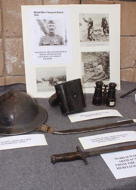 A display shows the heroism of World War I hero, Sgt. Alvin York.