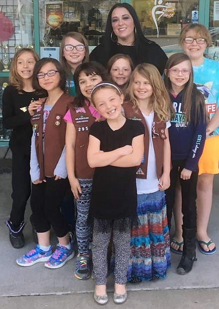 2017 Ruby Award recipient Emily Brown with members of Girl Scout Troop 295