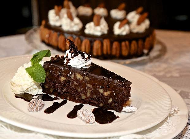 Karen&#039;s Chocolate Bourbon Pecan Cake is on the menu at Cafe at Adele&#039;s.