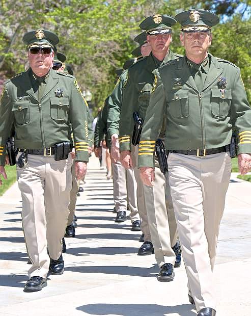 The CCSO contingent enters the Capitol Mall Thursday afternoon in Carson City.