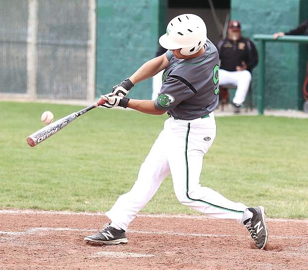 Fallon senior Jack Swisher connects against Sparks in Saturday&#039;s second game.