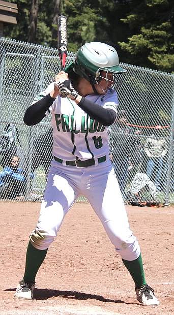 Alexis Jarrett readies for a swing during Fallon&#039;s regional championship game against Fernley.