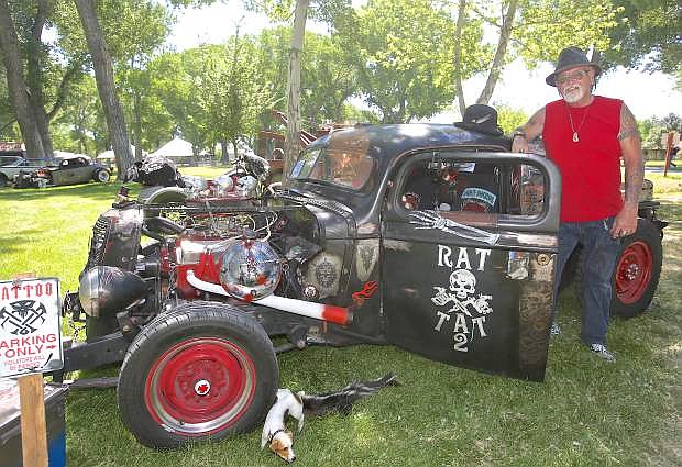 Minden&#039;s Brian Hanson displays his 1937 Ford Rat Friday at the Rockabilly Riot in Mills Park. The event runs through tomorrow and is free to the public.