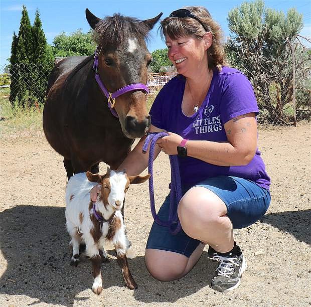 Zoe Cockerill, chair of Carson City&#039;s new 501k non-profit The Littlest Things, hosts programs for the community on her farm, with Princess Ladyanna the pony, and Gypsy the goat.