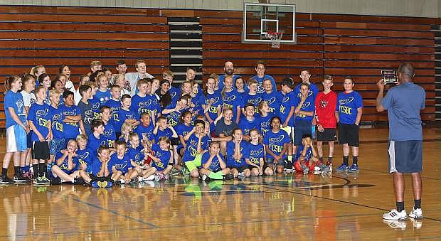 MEFIYI&#039;s director JoJo Townsell takes a group photo during camp Thursday.